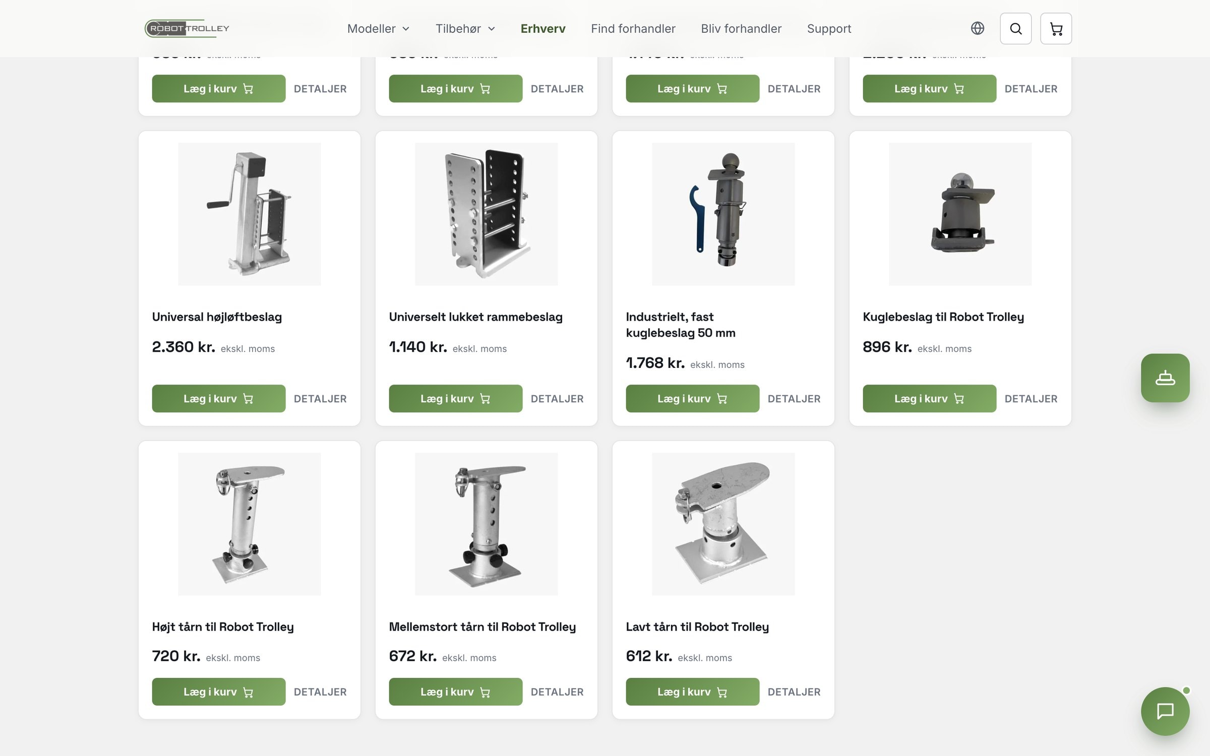 Robot Trolley: tårne og beslag i webshoppen