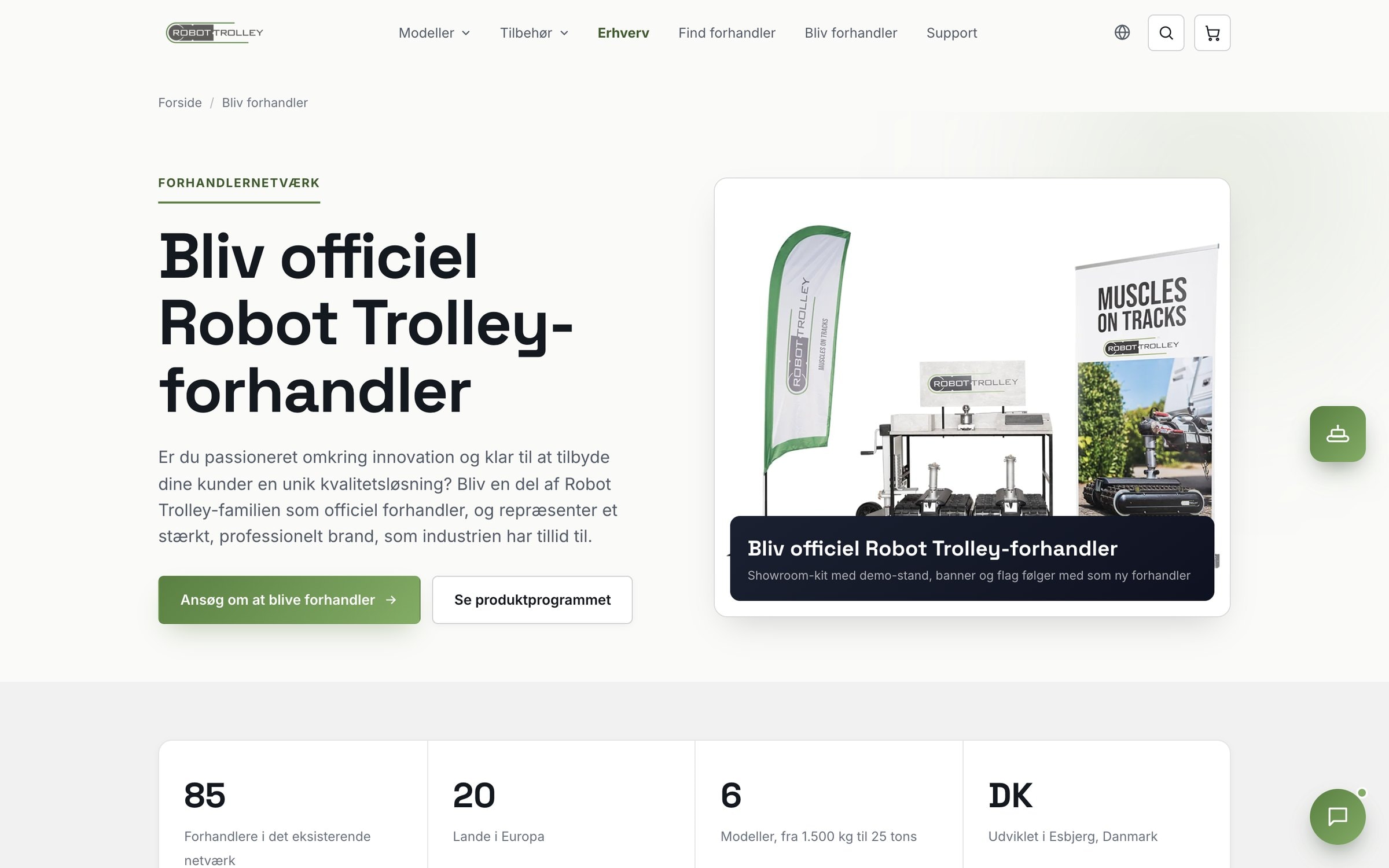 Robot Trolley: siden for nye forhandlere